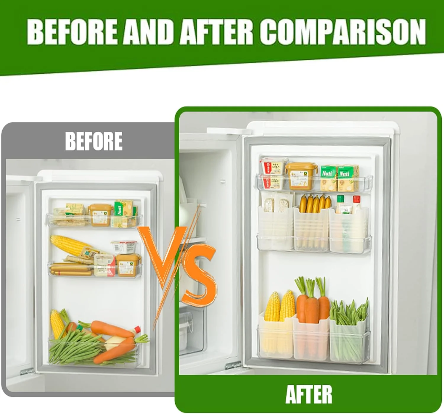 جعبه نظم دهنده یخچال HIHIDAY، 8 عددی، سطل های سازمان دهنده یخچال، ظروف نگهداری درب جانبی یخچال پلاستیکی شفاف برای نگهداری مواد غذایی، نگهدارنده نوشیدنی و سازمان دهنده انبار (شفاف)