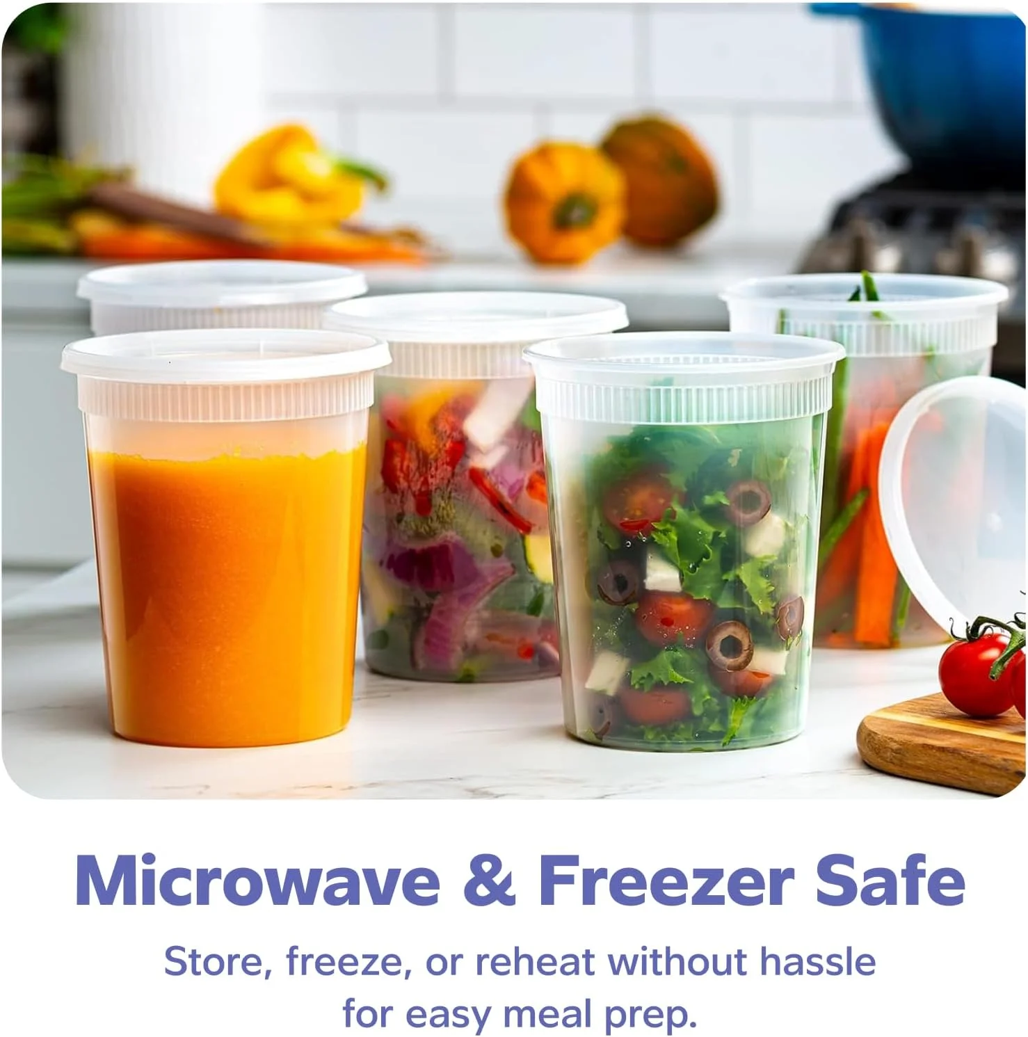 بسته راحت GUSTO [24 ست - 946 میلی لیتر] ظروف پلاستیکی نگهداری مواد غذایی با درب های محکم