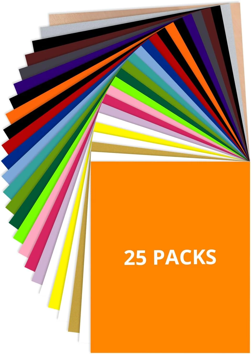 وینیل انتقال حرارت JANDJPACKAGING - بسته 25 عددی وینیل HTV با رنگ های زنده، برش و جدا سازی آسان و اتو کردن وینیل برای تی شرت، وینیل HTV با ابعاد 12 x 10 اینچ برای دستگاه پرس حرارتی