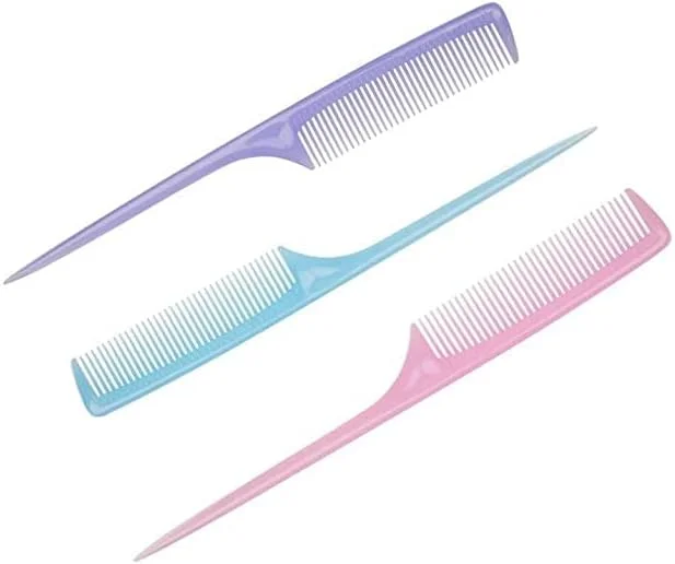 پی ام دبلیو - شانه دم باریک پلاستیکی بلند برای حالت دادن و کوتاهی مو (چند رنگ) (بسته 6 عددی)