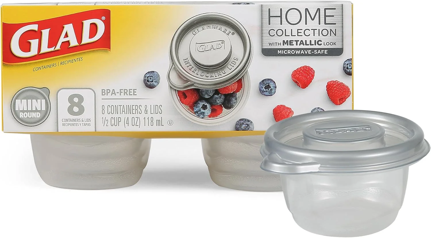 ظروف نگهداری غذای گرد کوچک گلدویر هوم، ظروف کوچک غذا، گنجایش 118 میلی لیتر غذا، مجموعه 8 عددی | با مهر و موم محکم گلاد لاک، ظروف و درب های بدون BPA ظروف نگهداری غذای گرد کوچک گلدویر هوم، ظروف کوچک غذا، گنجایش 118 میلی لیتر غذا، مجموعه 8 عددی | با مهر و موم محکم گلاد لاک، ظروف و درب های بدون BPA