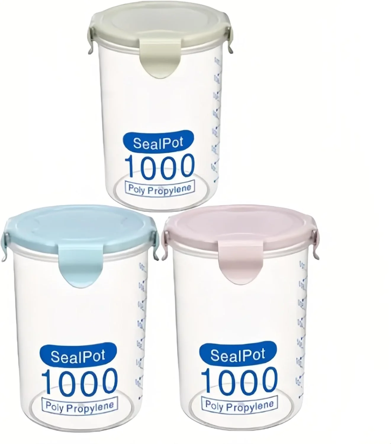 ظروف نگهداری مواد غذایی بزرگ 3 تکه گورگسکید با درب های محکم - پلاستیک درجه مواد غذایی، ظروف آشپزخانه برای ادویه جات، قهوه، چای، تنقلات و سازماندهی انبار