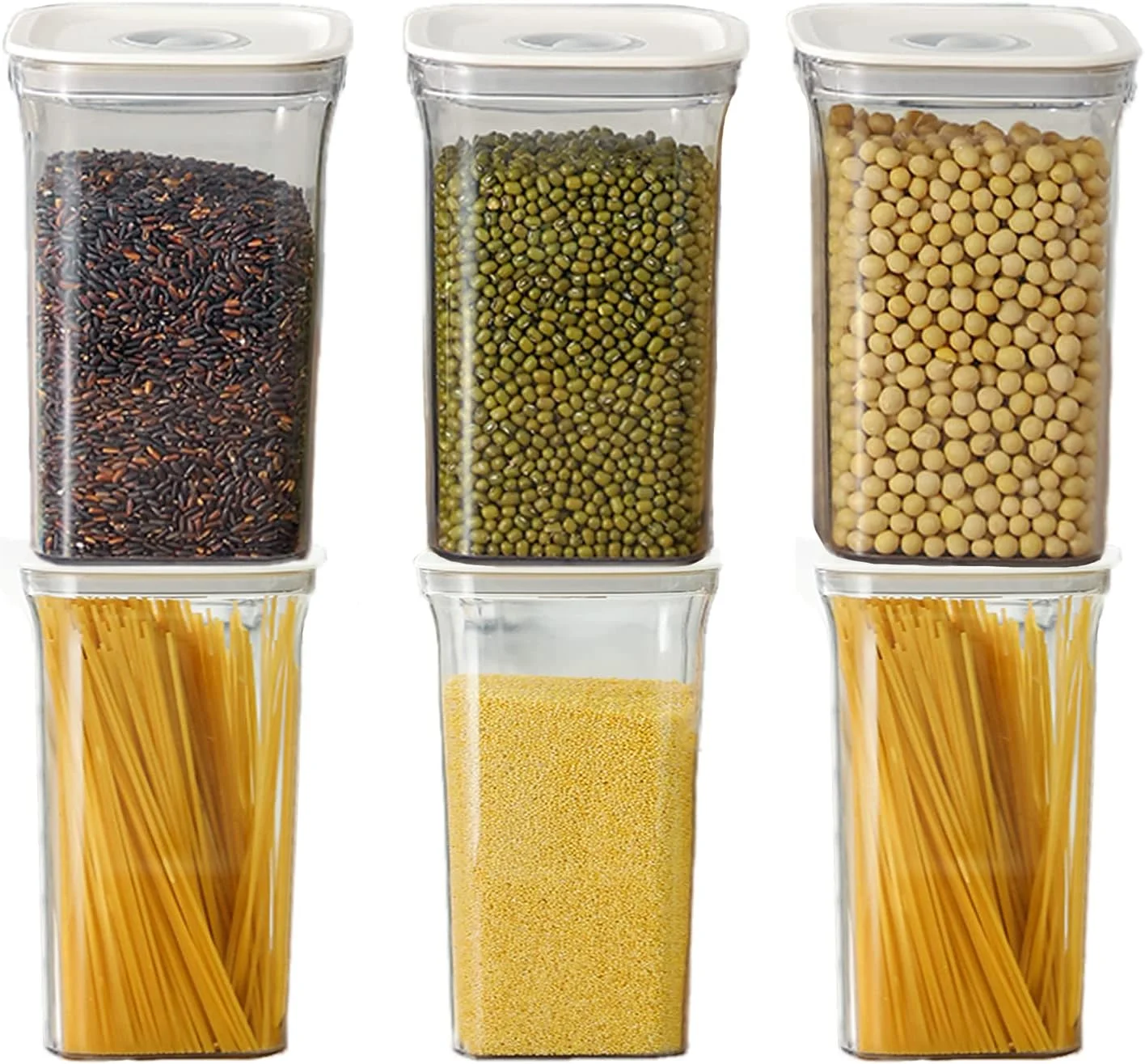 ظروف نگهداری مواد غذایی درب دار GGEROU، ست 6 عددی، مخزن نگهداری پلاستیکی درجه مواد غذایی با درب های قفل دار، ظروف نگهداری و سازماندهی آشپزخانه، ضد رطوبت، برای آب نبات، قهوه، غلات (6 عدد سایز متوسط: 1000 میلی لیتر) ظروف نگهداری مواد غذایی درب دار GGEROU، ست 6 عددی، مخزن نگهداری پلاستیکی درجه مواد غذایی با درب های قفل دار، ظروف نگهداری و سازماندهی آشپزخانه، ضد رطوبت، برای آب نبات، قهوه، غلات (6 عدد سایز متوسط: 1000 میلی لیتر)