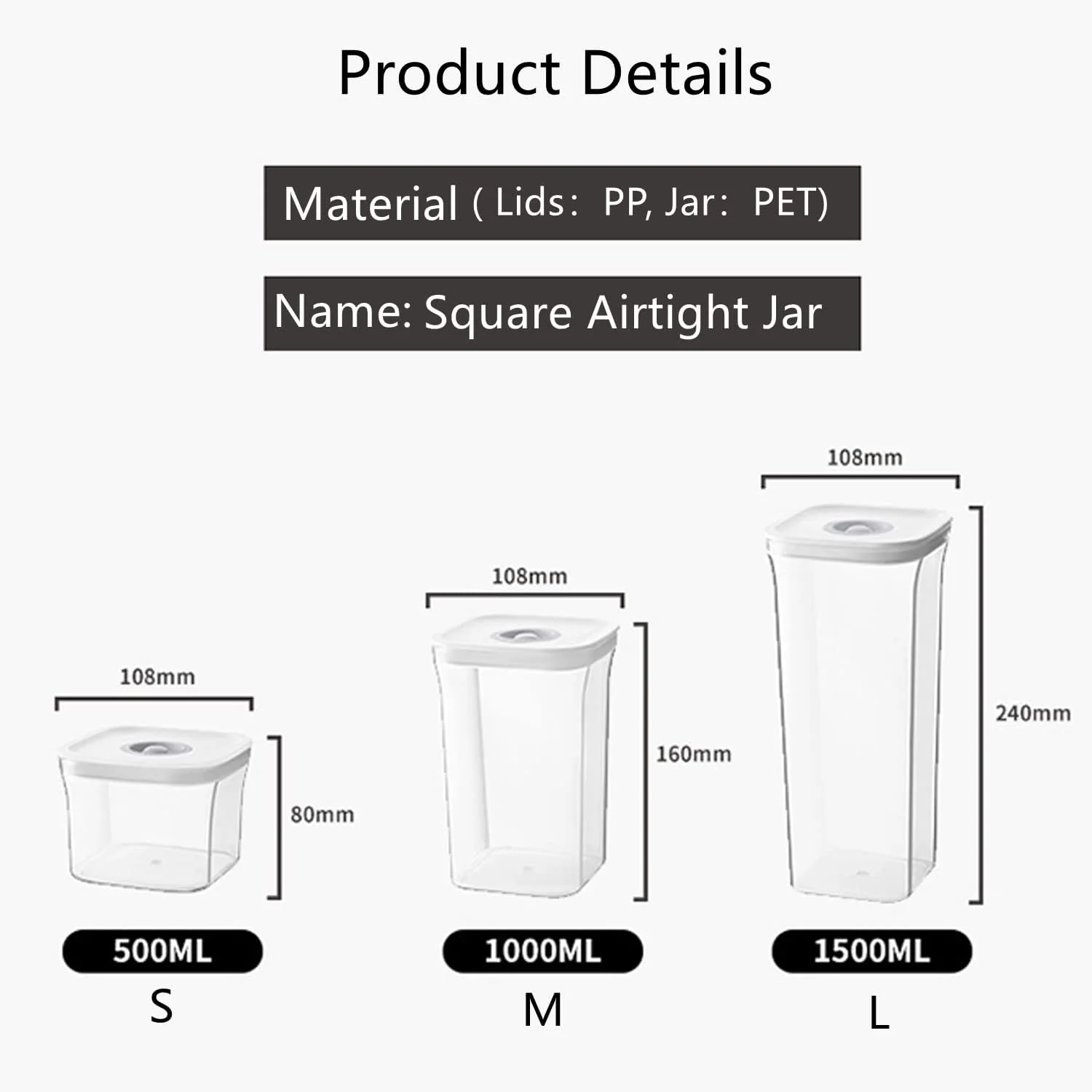 ظروف نگهداری مواد غذایی درب دار GGEROU، ست 6 عددی، مخزن نگهداری پلاستیکی درجه مواد غذایی با درب های قفل دار، ظروف نگهداری و سازماندهی آشپزخانه، ضد رطوبت، برای آب نبات، قهوه، غلات (6 عدد سایز متوسط: 1000 میلی لیتر)