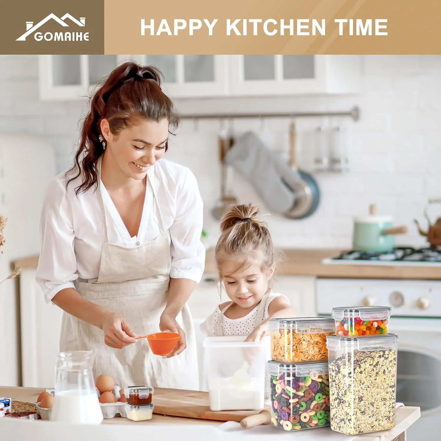 ظروف نگهداری مواد غذایی 28 تکه GoMaihe با درب های محکم، ست ظروف و نگهداری آشپزخانه برای غلات، آرد، برنج، اسپاگتی، آجیل و شکر