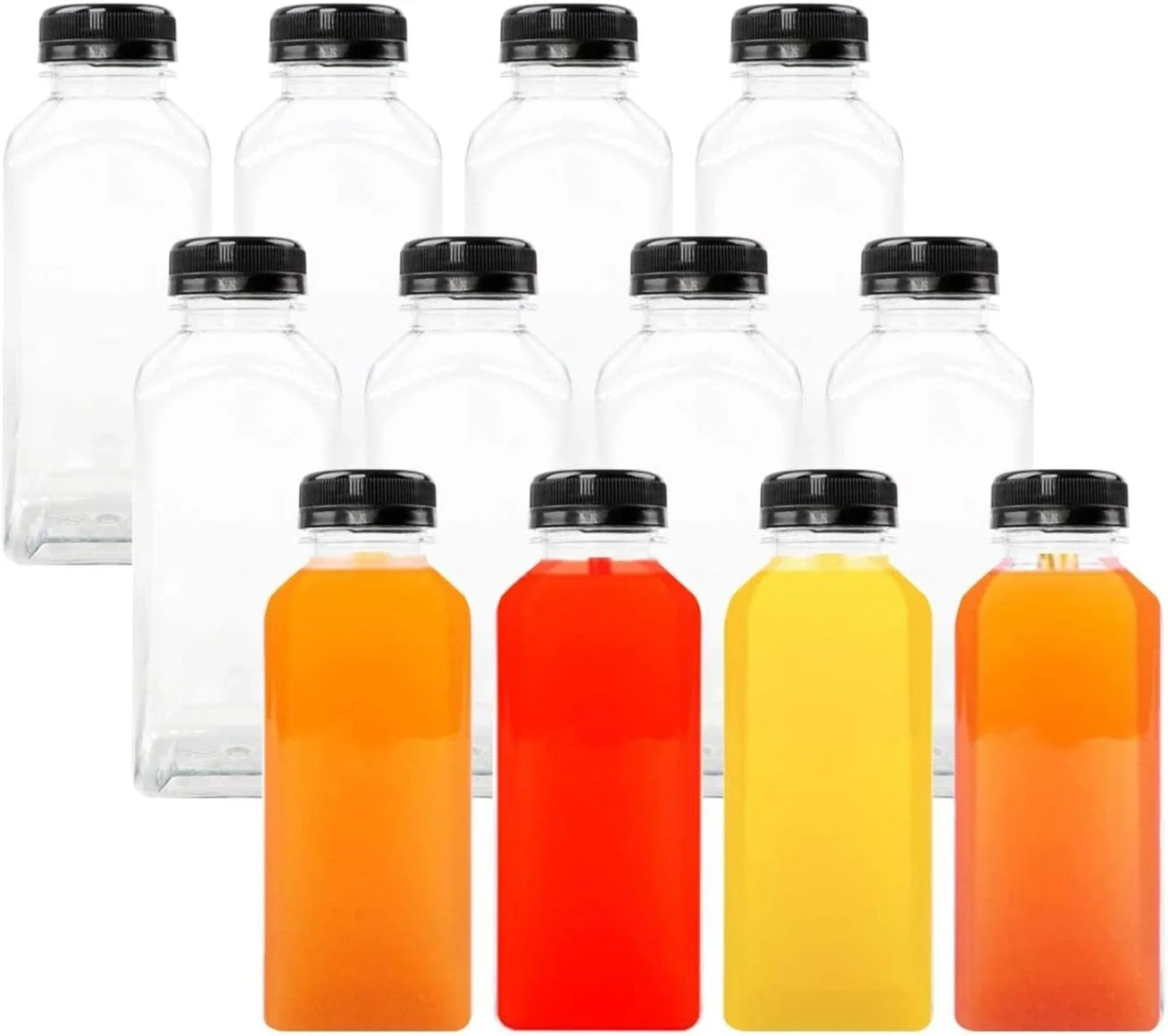بطری آبمیوه پلاستیکی FUFU، 12 عدد، 350 میلی لیتر، بطری های پلاستیکی شفاف خالی با درب های مشکی پلمپ دار برای آبمیوه گیری، اسموتی و سایر نوشیدنی ها بطری آبمیوه پلاستیکی FUFU، 12 عدد، 350 میلی لیتر، بطری های پلاستیکی شفاف خالی با درب های مشکی پلمپ دار برای آبمیوه گیری، اسموتی و سایر نوشیدنی ها