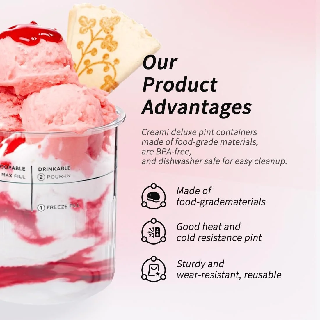 ظروف جایگزین نینجا کریمی دلوکس 11 در 1 سایز بزرگ خانواده NC500/NC501 - بسته 4 عددی، 710 میلی لیتر - مناسب برای نگهداری انواع مواد غذایی منجمد - قابل شستشو در ماشین ظرفشویی / بدون BPA / ضد نشت