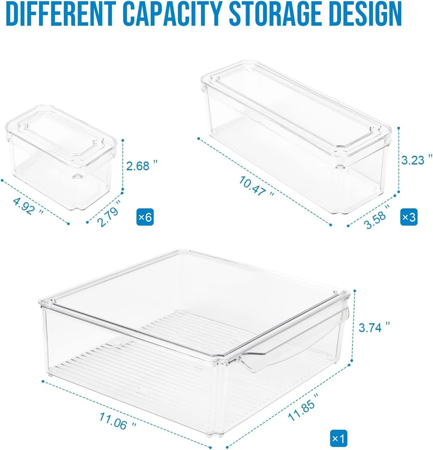 مجموعه 10 عددی نظم دهنده یخچال MahMir®، ظروف نگهداری مواد غذایی درب دار و قابل چیدن، ظروف شفاف نگهداری میوه و سبزیجات بدون BPA