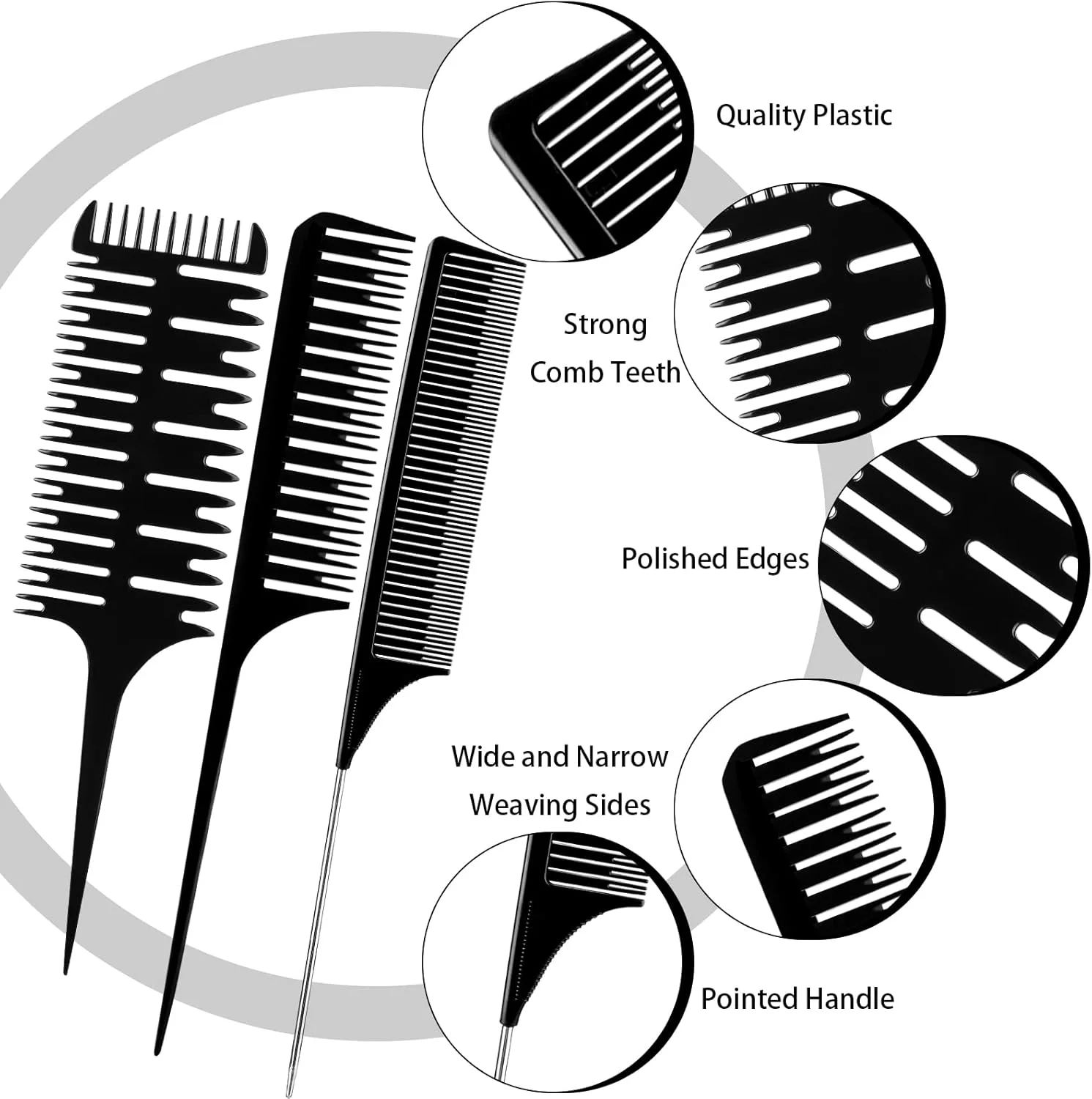 پاتلای 6 عدد شانه بافت هایلایت، شانه رنگ مو، شانه تقسیم بافت، شانه فویلینگ دم موشی برای هایلایت، فویلینگ، بالیاژ و رنگ آمیزی مو (مدل های متنوع)