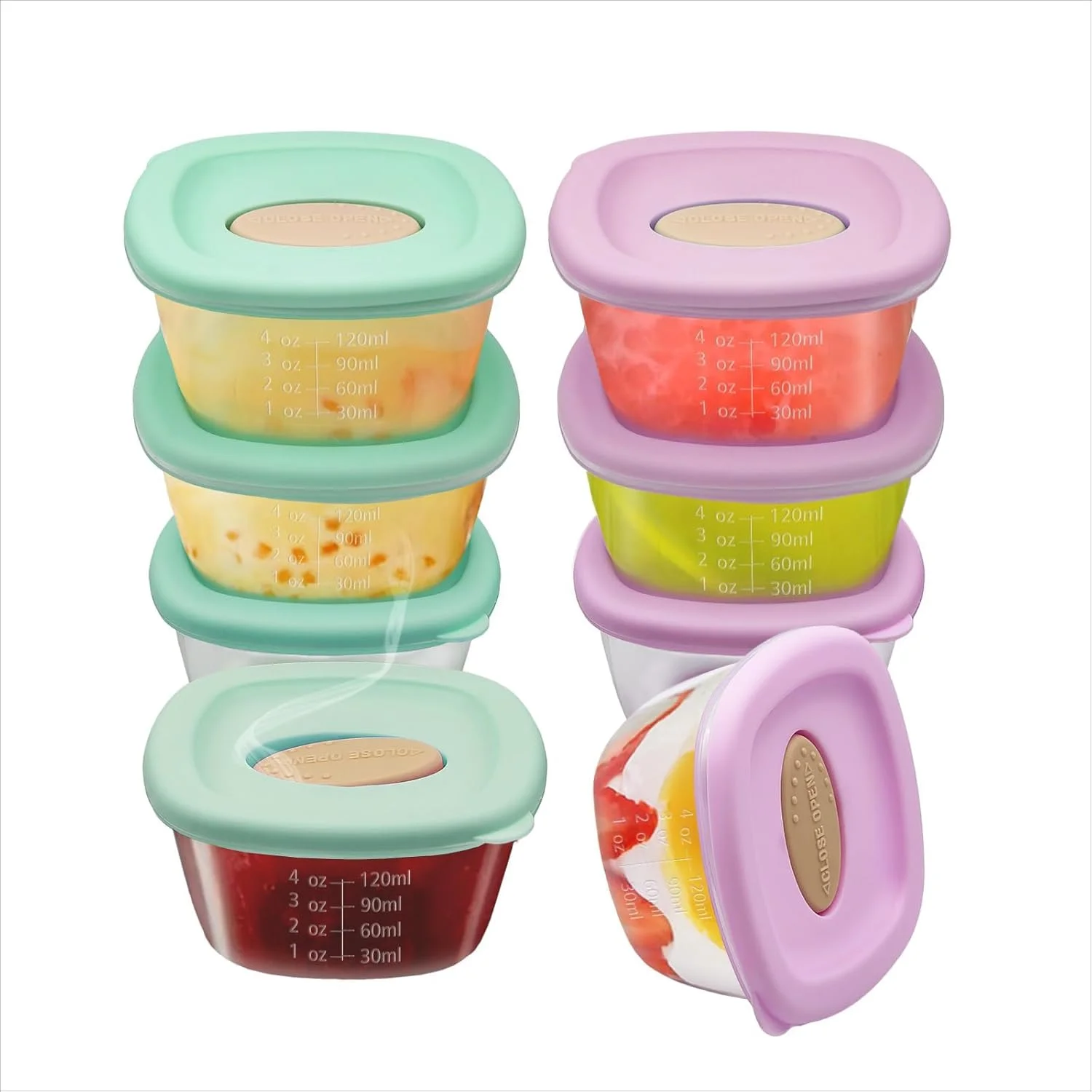 ظروف غذای کودک، بسته 8 عددی ظروف نگهداری غذا 120 میلی لیتری با درب، ظروف میان وعده قابل استفاده مجدد و ضد نشت، قابل استفاده در فریزر، مایکروویو و ماشین ظرفشویی، مناسب برای مهد کودک ها، مدارس و مسافرت ظروف غذای کودک، بسته 8 عددی ظروف نگهداری غذا 120 میلی لیتری با درب، ظروف میان وعده قابل استفاده مجدد و ضد نشت، قابل استفاده در فریزر، مایکروویو و ماشین ظرفشویی، مناسب برای مهد کودک ها، مدارس و مسافرت