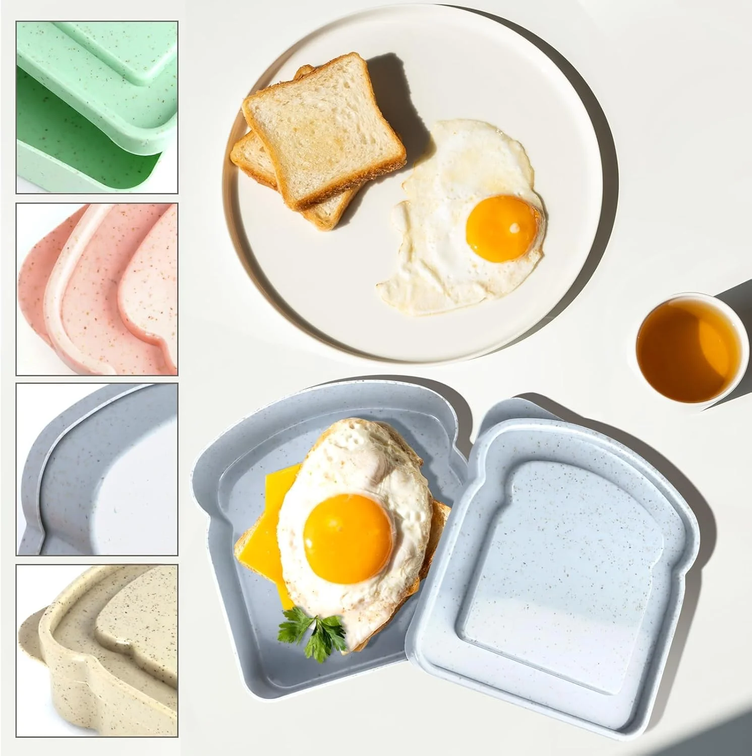 جعبه ساندویچ طرح نان تست 4 عددی، جعبه نان تست ورقه ای 414 میلی لیتری، ظرف نگهداری نان تست، ظروف ساندویچ برای جعبه ناهار - امکان گرم کردن در مایکروویو و نگهداری در فریزر