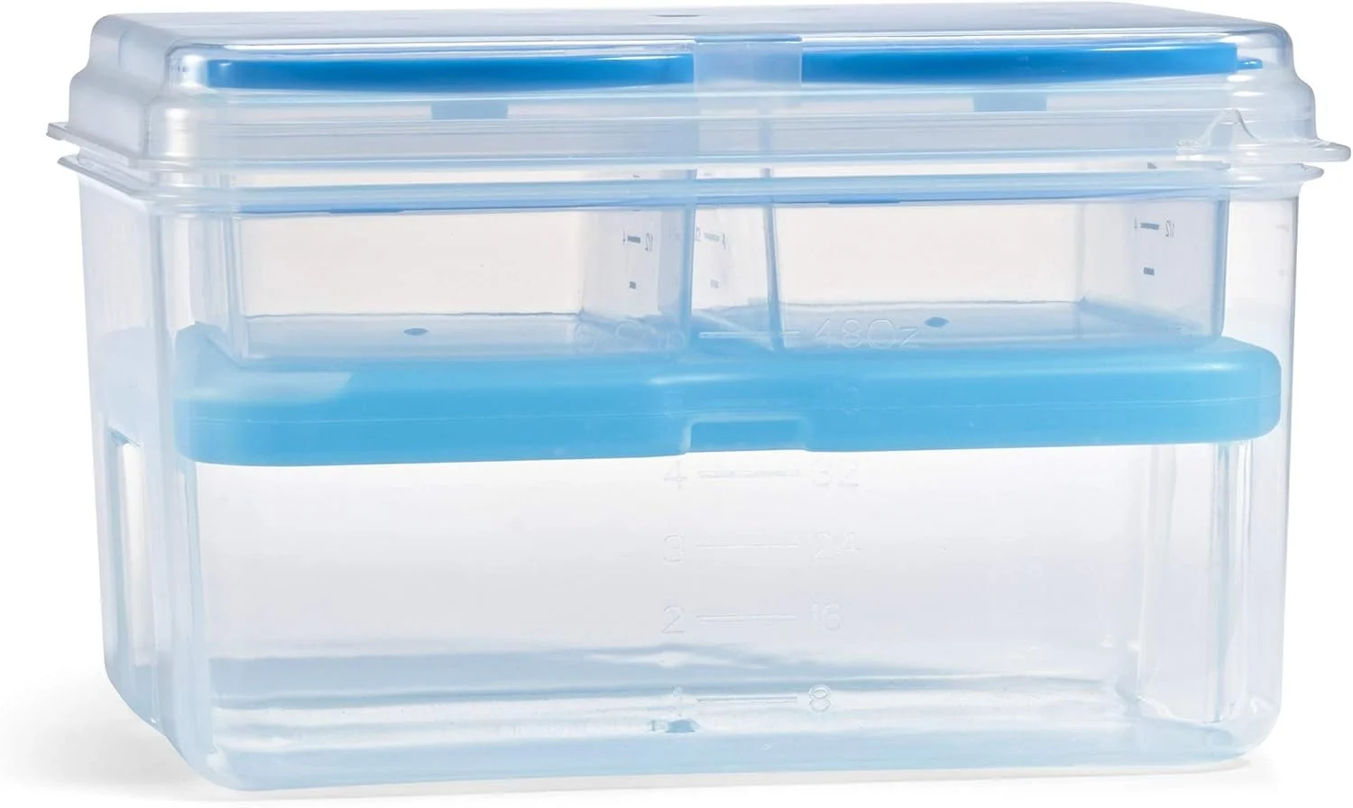 ست ظرف غذای Fit & Fresh به همراه یخ خشک، 3 ظرف قابل استفاده مجدد برای کنترل اندازه غذا، فاقد BPA، جعبه ناهار قابل استفاده در مایکروویو/ماشین ظرفشویی، آبی