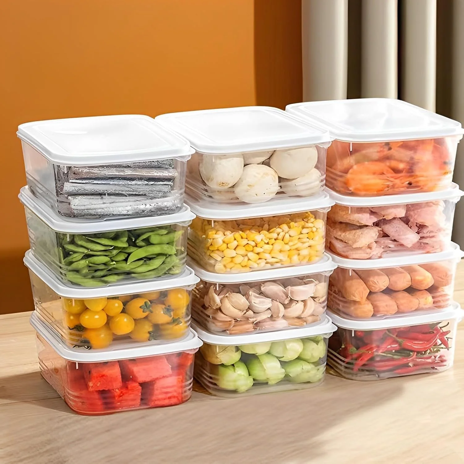 ظروف فریزری 10 عددی با درب، ظروف پلاستیکی شفاف 650 میلی لیتری Azonee، مناسب برای آماده سازی غذا، قابل استفاده در مایکروویو و فریزر، سازمان دهنده نگهداری مواد غذایی آشپزخانه، قابل شستشو در ماشین ظرفشویی