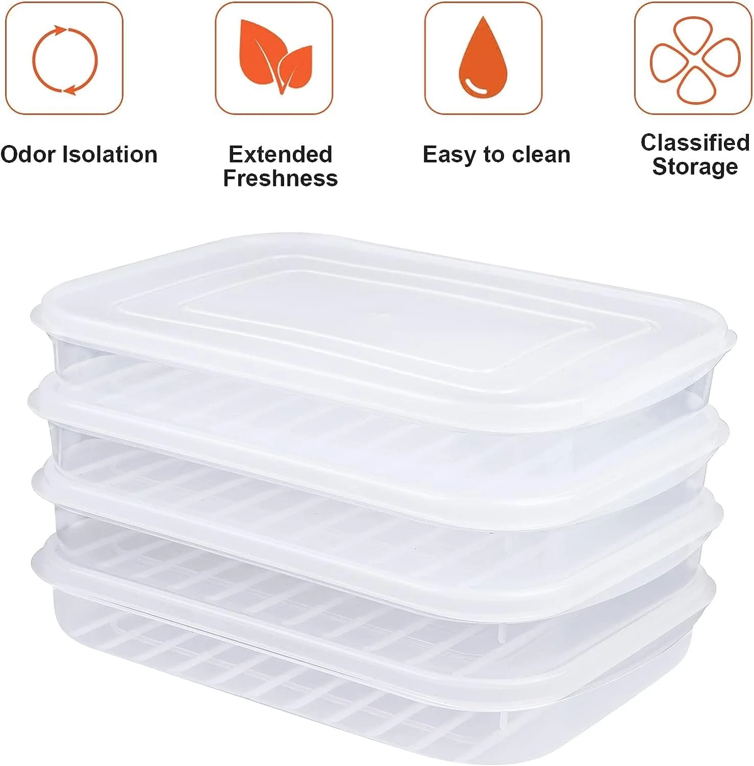 ظرف نگهداری بیکن Fohome، بسته 4 عددی، ظرف نگهداری گوشت سرد برای یخچال، ظروف نگهداری مواد غذایی قابل حمل و انباشته برای فریزر با درب برای ماهی و غذاهای دریایی ظرف نگهداری بیکن Fohome، بسته 4 عددی، ظرف نگهداری گوشت سرد برای یخچال، ظروف نگهداری مواد غذایی قابل حمل و انباشته برای فریزر با درب برای ماهی و غذاهای دریایی