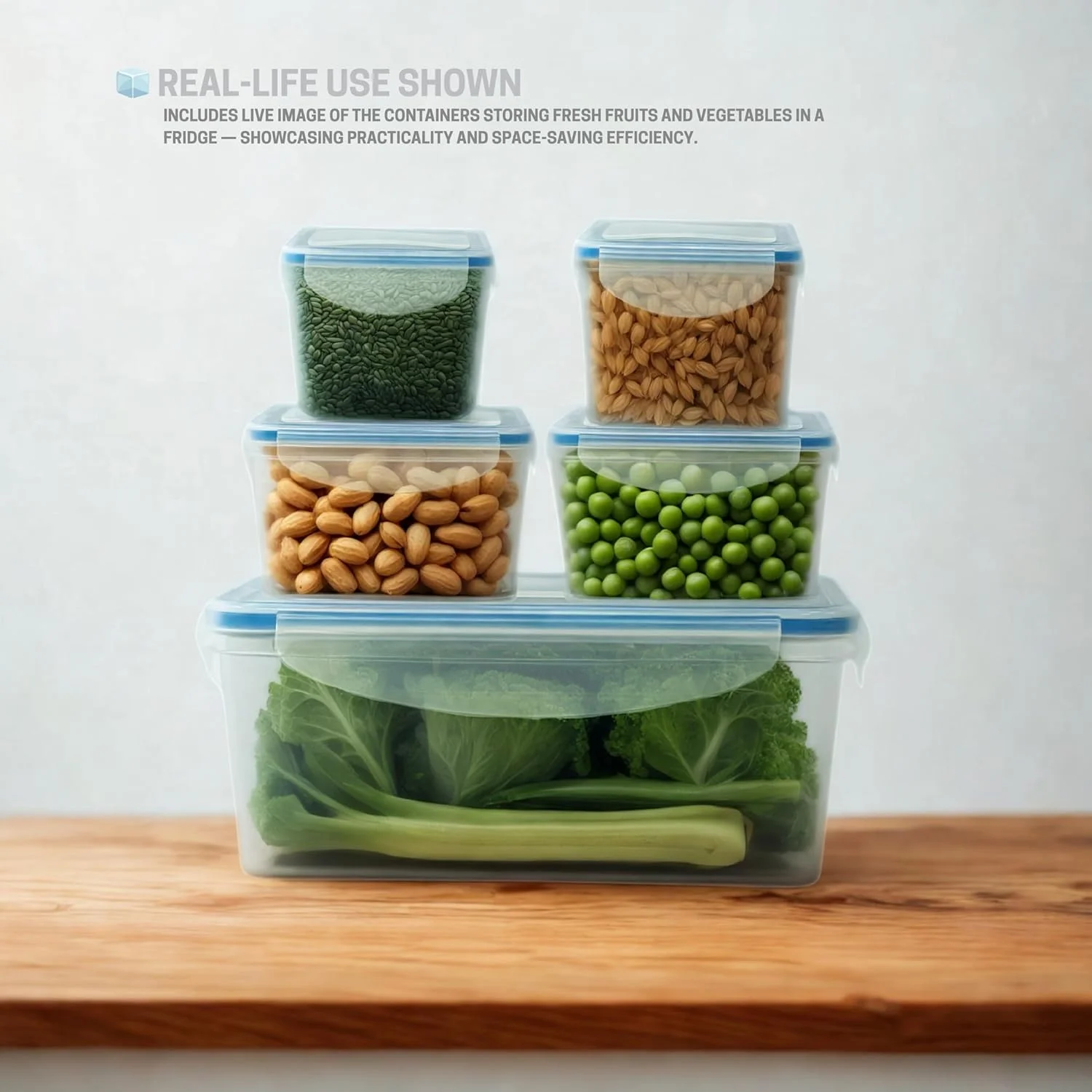 ست ظروف نگهداری غذا FEELINGS، 5 تکه، پلاستیکی با قفل کلیپسی، ظرفیت 200ml-1500ml