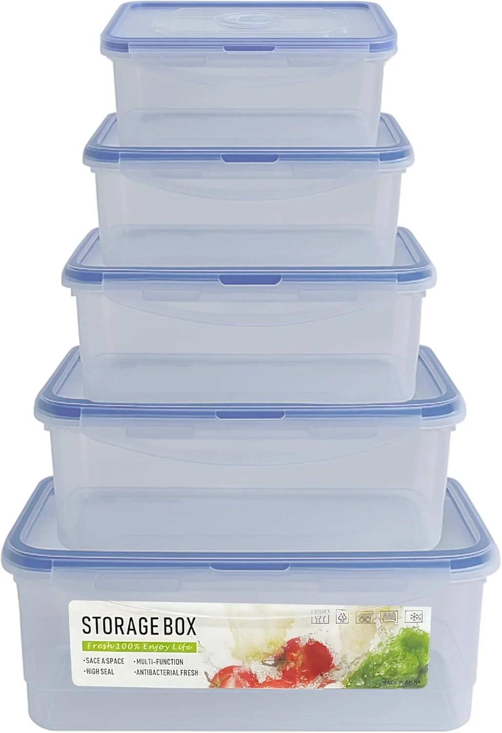 ست ظروف نگهداری مواد غذایی پلاستیکی فیلینگز، 5 تکه با درب های گیره ای - شفاف