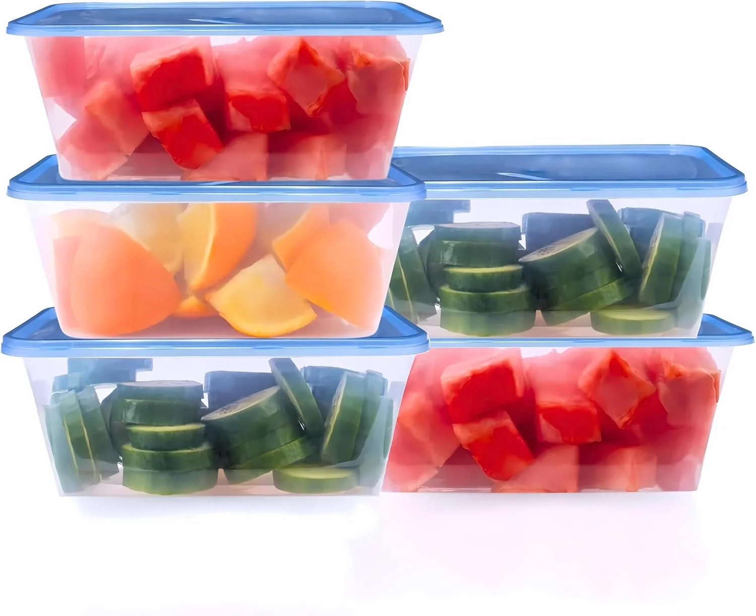ظروف پلاستیکی غذا با درب FEELINGS، ست 5 عددی، 1000 میلی لیتر، بدون BPA، ضد هوا، قابل استفاده در فریزر/مایکروویو/ماشین ظرفشویی، صرفه جویی در فضا