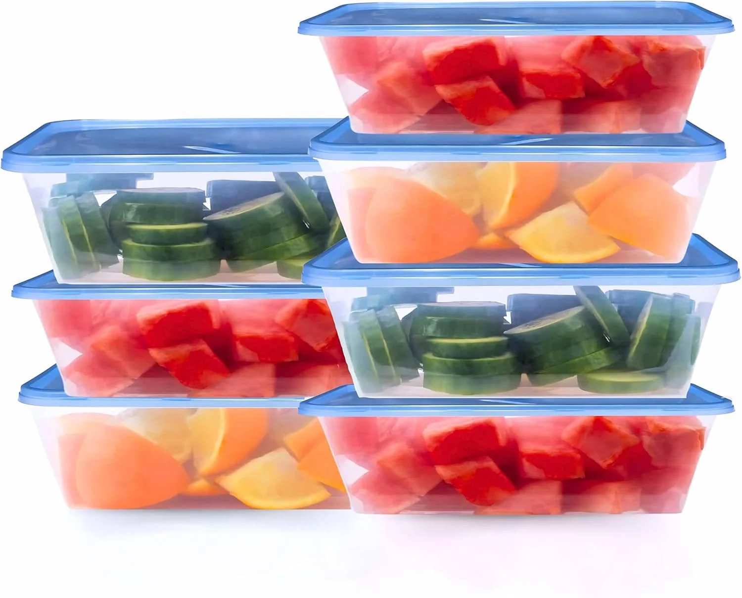 ست ظروف نگهدارنده غذای پلاستیکی 7 تکه FEELINGS – جعبه های مستطیلی 500 میلی لیتری با درب | فاقد BPA، ضد هوا و ضد نشت | قابل استفاده در مایکروویو، فریزر و ماشین ظرفشویی
