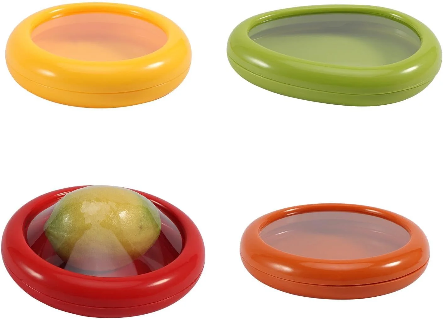 فاداره 4 عدد ظرف نگهداری میوه و سبزیجات برای یخچال، نگهدارنده آووکادو و گوجه فرنگی، ظروف نگهداری قابل استفاده مجدد، غلاف کششی پیاز تازه، جعبه نگهداری مواد غذایی قابل استفاده مجدد (همانطور که نشان داده شده)