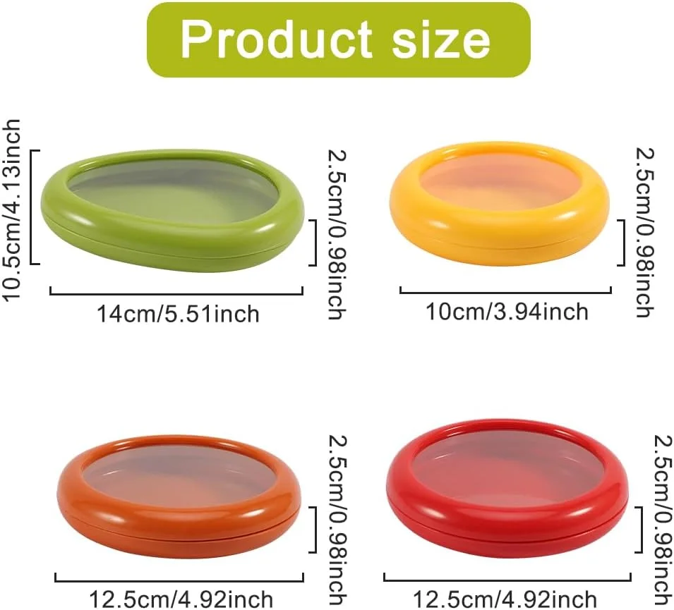 فاداره 4 عدد ظرف نگهداری میوه و سبزیجات برای یخچال، نگهدارنده آووکادو و گوجه فرنگی، ظروف نگهداری قابل استفاده مجدد، غلاف کششی پیاز تازه، جعبه نگهداری مواد غذایی قابل استفاده مجدد (همانطور که نشان داده شده)