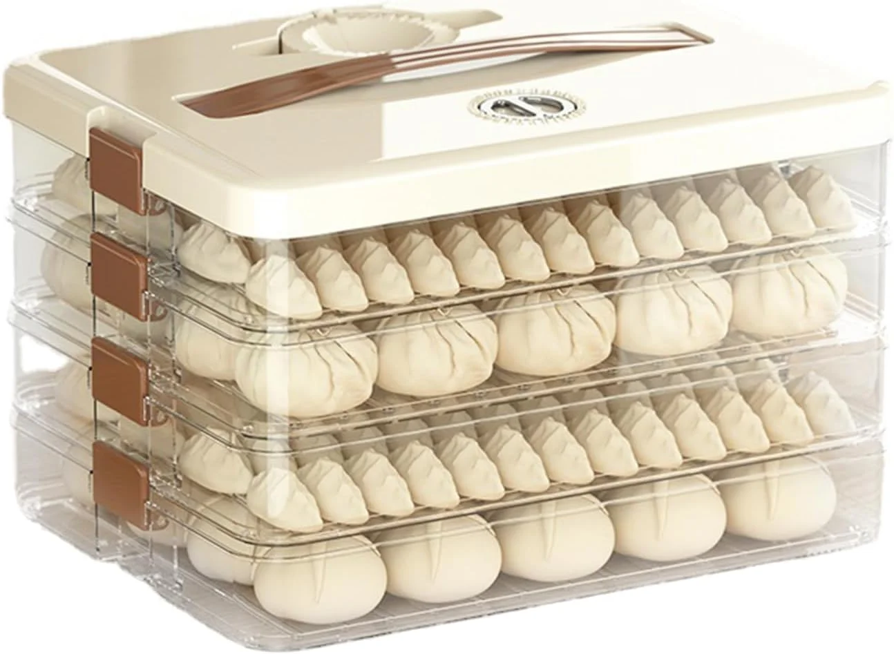 جعبه نگهداری پیراشکی Fannay، لوازم آشپزخانه با کاربرد گسترده، جعبه پیراشکی با طراحی لایه ای و بدون هوا، ساخت خوب و شفاف برای مسافرت (4 لایه)