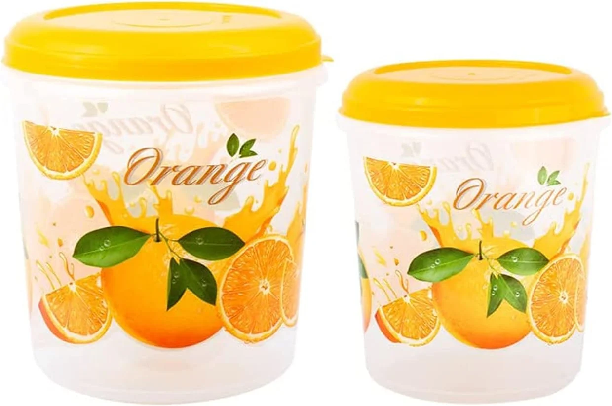 ظروف نگهداری آشپزخانه ESQUBE | با درب بادوام (ظروف غلات، آرد و شکر) - زرد (2 عدد)