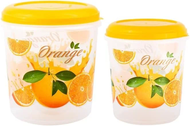 ظروف نگهداری آشپزخانه ESQUBE | با درب بادوام (ظروف غلات، آرد و شکر) - زرد (2 عدد)