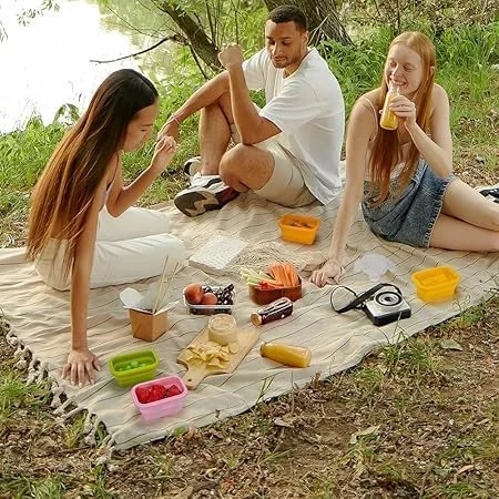 ظروف نگهداری غذای تاشو Euskolete بسته 6 عددی با درب، ظروف نگهداری غذای کودک، ظروف کوچک سیلیکونی اسنک، ضد نشت و هوا، قابل استفاده در فریزر و ماشین ظرفشویی، پلاستیک ضخیم با گرید غذایی