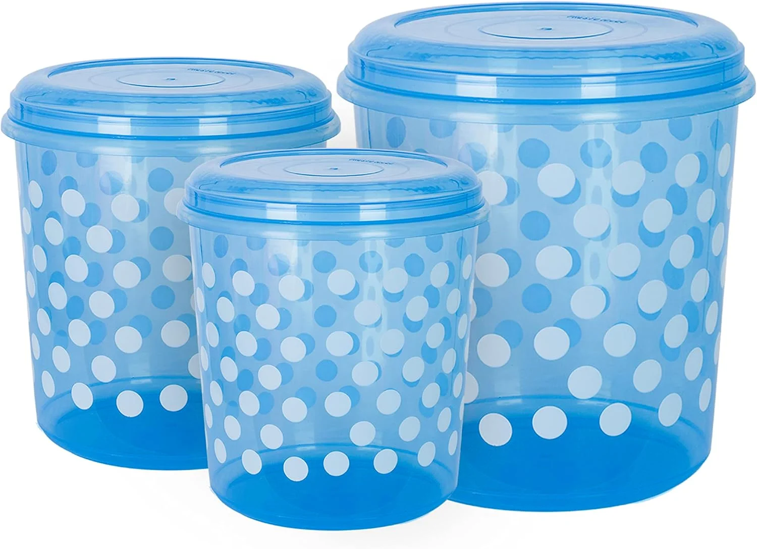 ست ظروف نگهداری مواد غذایی اسکیوب مدل پرِستو طرح ژله ای، 5/7/10 پارچه - آبی