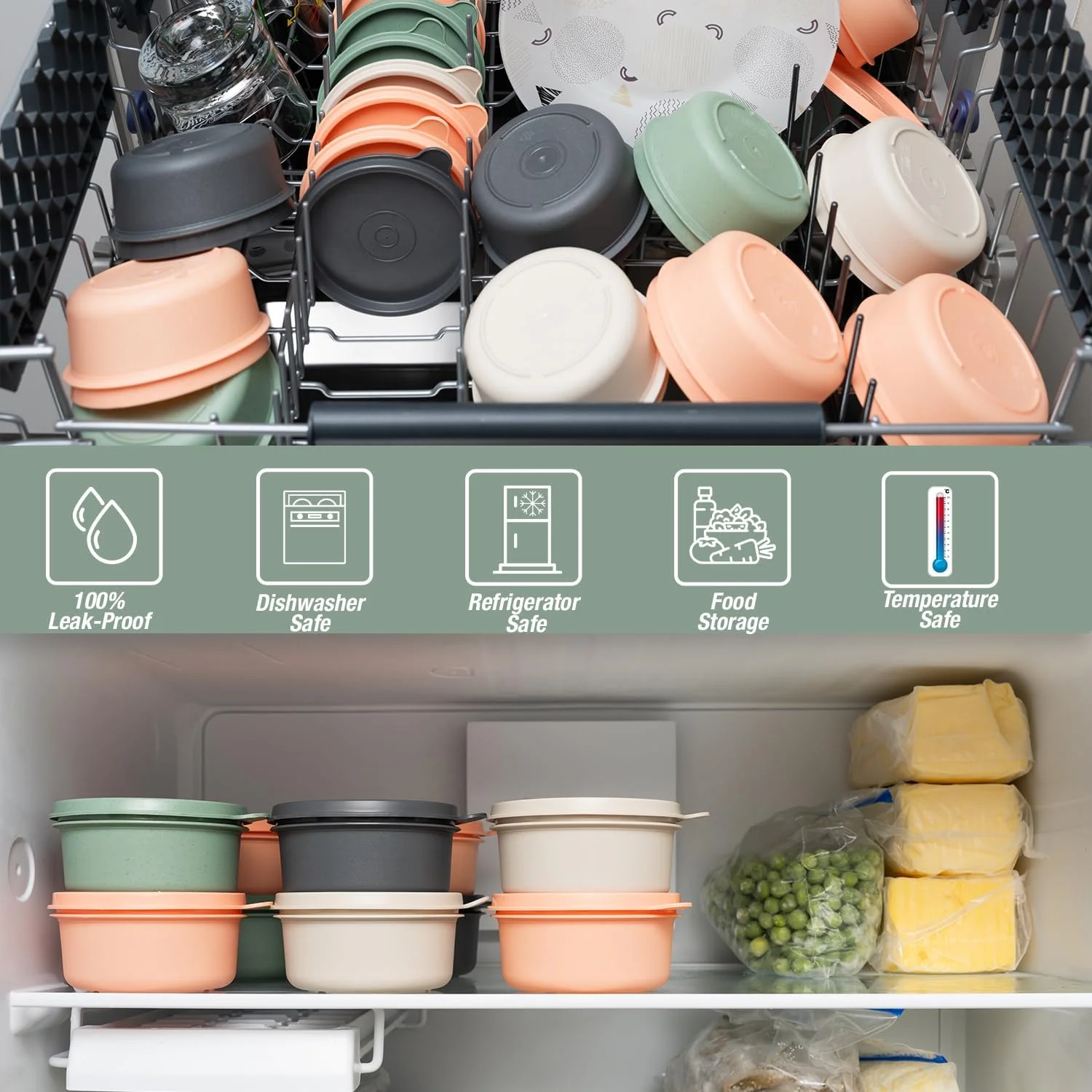 ظروف نگهداری غذای گرد کوچک EYNEL با حجم 270 میلی لیتر، درب دار، ست 10 عددی، قابل استفاده مجدد، ضد هوا و ضد نشت، جعبه بنتو پلاستیکی، جعبه ناهار کوچک، کاسه نگهداری تنقلات، مناسب برای آشپزخانه و پیک نیک