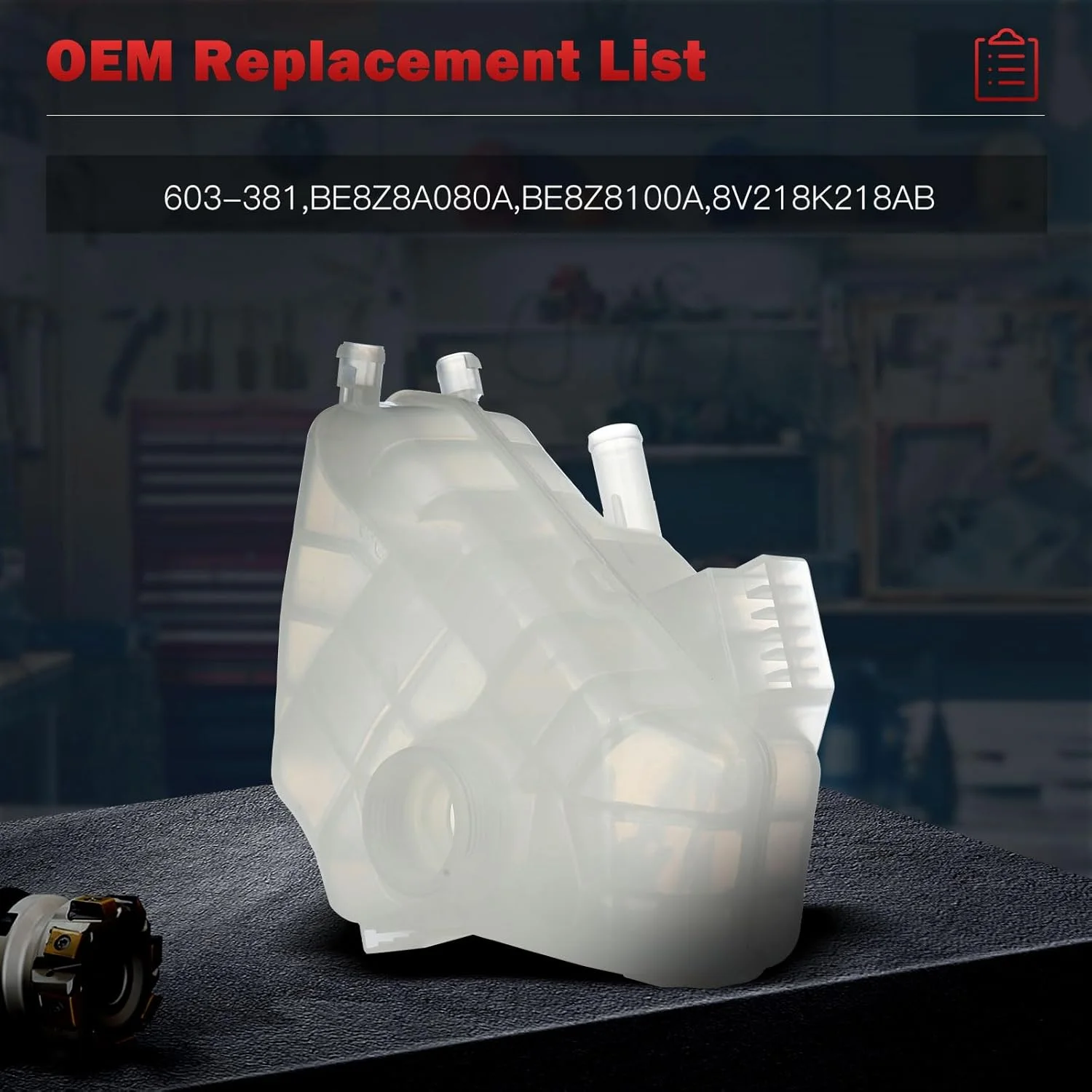 مخزن سرریز خنک کننده موتور ASTOU بدون درب، سازگار با فورد فیستا مدل های ۲۰۱۱ تا ۲۰۱۹، جایگزین 603-381