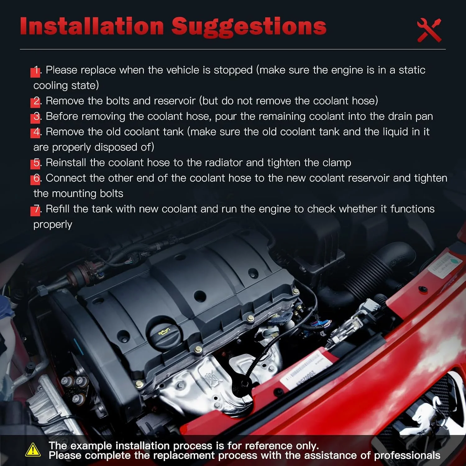 مخزن سرریز خنک کننده موتور ASTOU بدون درب، سازگار با فورد فیستا مدل های ۲۰۱۱ تا ۲۰۱۹، جایگزین 603-381