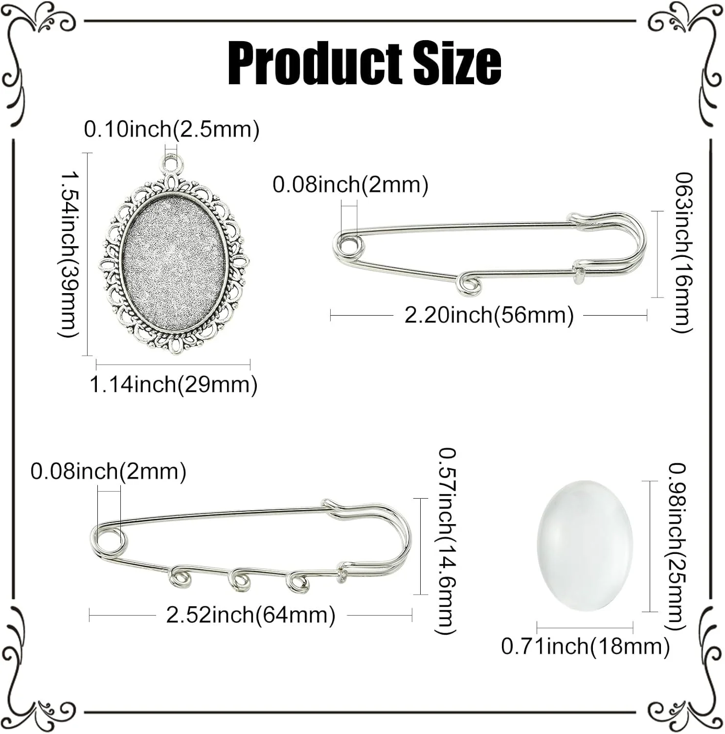 ایپاتکیت 15 عدد سنجاق قفلی بیضی شکل استیل ضد زنگ نقره ای عتیقه با نگین های شیشه ای، سنجاق سینه های توری وینتیج، نشان های فلزی رترو برای تزئین لباس، کلاه و دامن ایپاتکیت 15 عدد سنجاق قفلی بیضی شکل استیل ضد زنگ نقره ای عتیقه با نگین های شیشه ای، سنجاق سینه های توری وینتیج، نشان های فلزی رترو برای تزئین لباس، کلاه و دامن