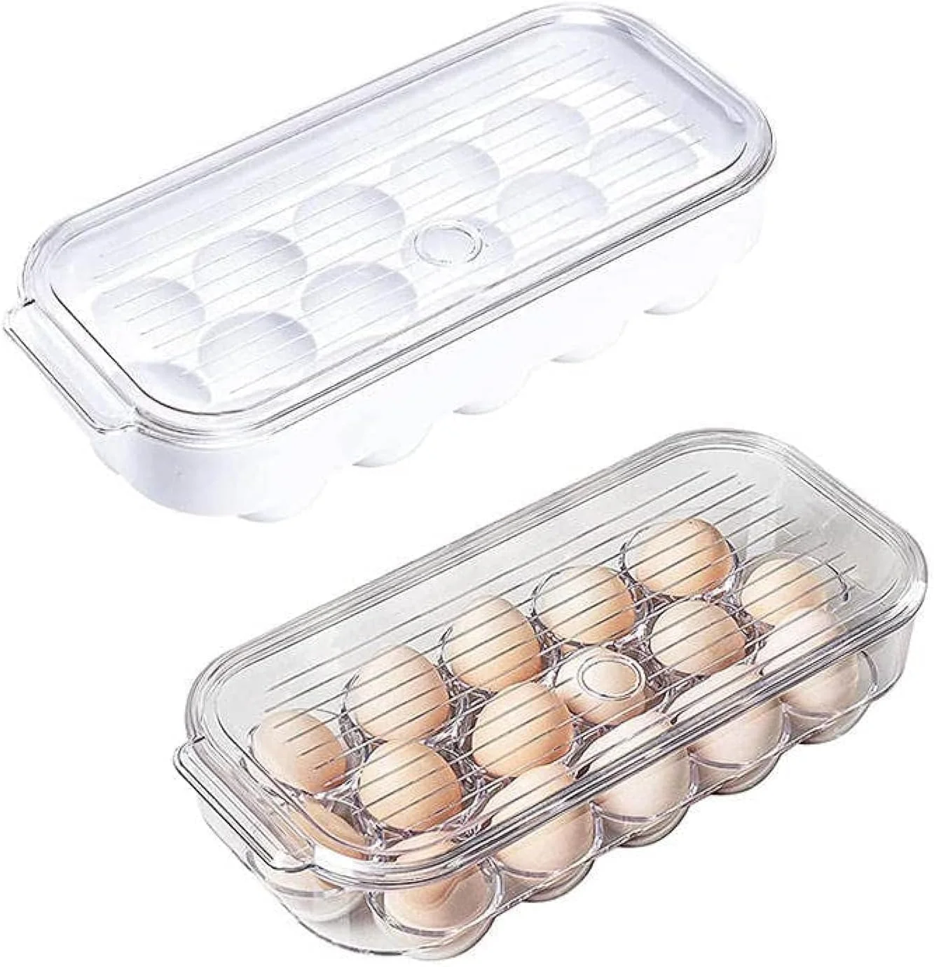 ظرف تخم مرغ خانگی ECVV برای یخچال - ظرف 16 تایی تخم مرغ با درب و دسته، نگهدارنده تخم مرغ برای یخچال، نگهداری تخم مرغ و سینی تخم مرغ شفاف