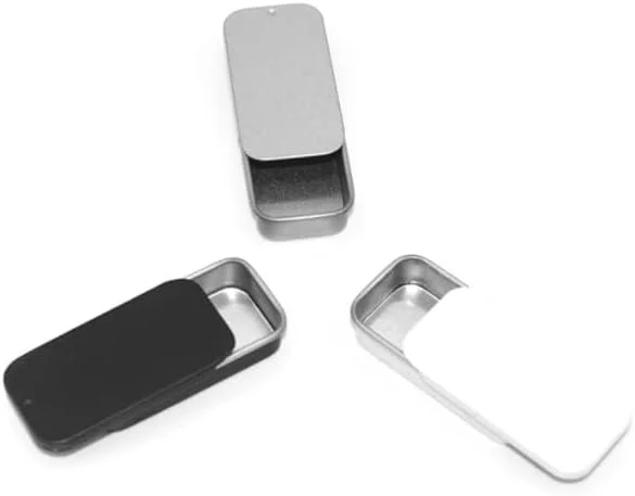 جعبه فلزی کوچک Duehut HLLMX3، ظروف فلزی کشویی، جعبه های مستطیلی لولایی خالی، 80x34x10 میلی متر، مناسب برای آبنبات، جواهرات، صنایع دستی، قرص و کیت بقا