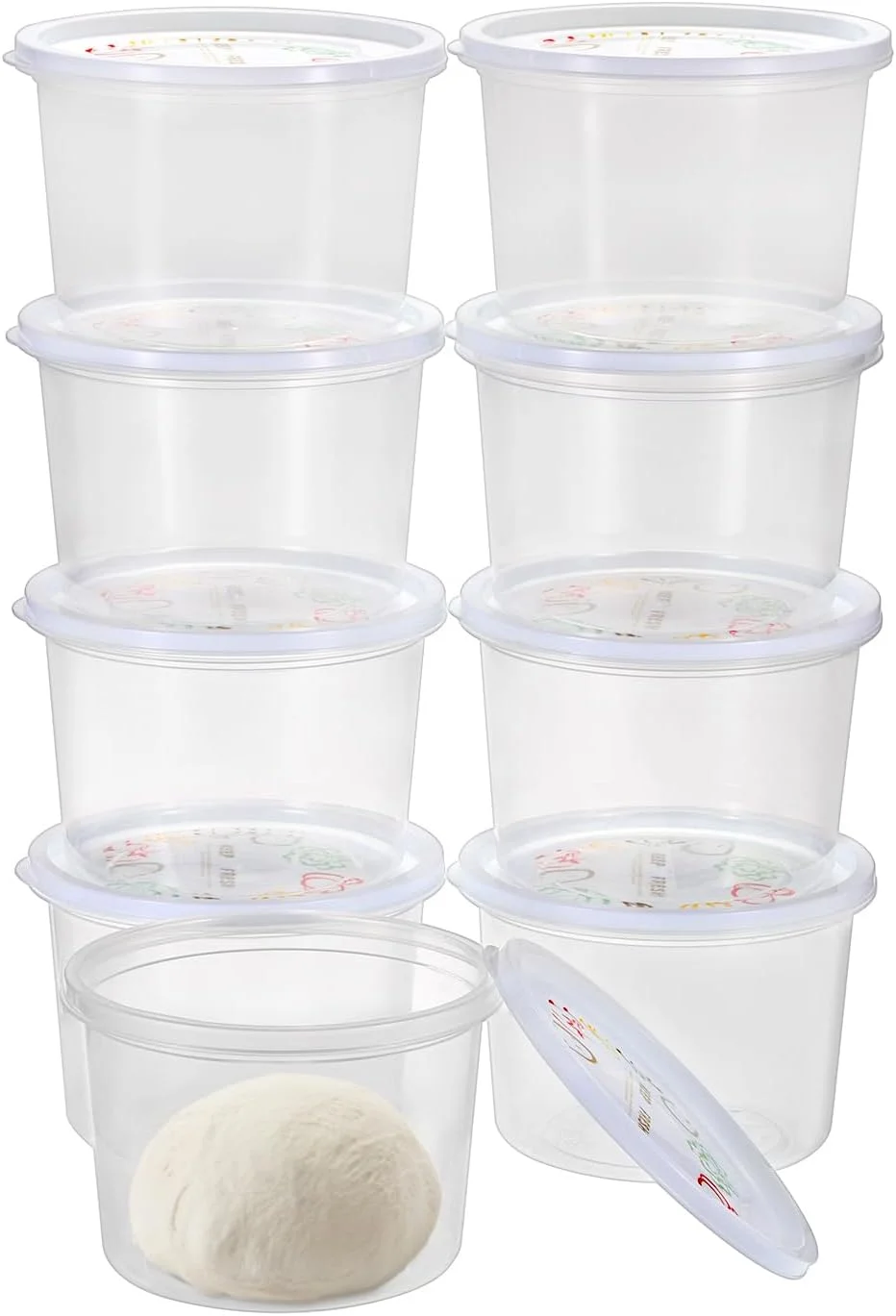 ظروف گرد تخمیر خمیر پیتزا BSTKEY، مجموعه 9 عددی ظروف نگهداری مواد غذایی قابل انباشت با درب، سینی پلاستیکی شفاف 1100 میلی لیتری مناسب برای خمیر پیتزا 300 گرمی، برای تهیه پیتزاهای 12-16 اینچی