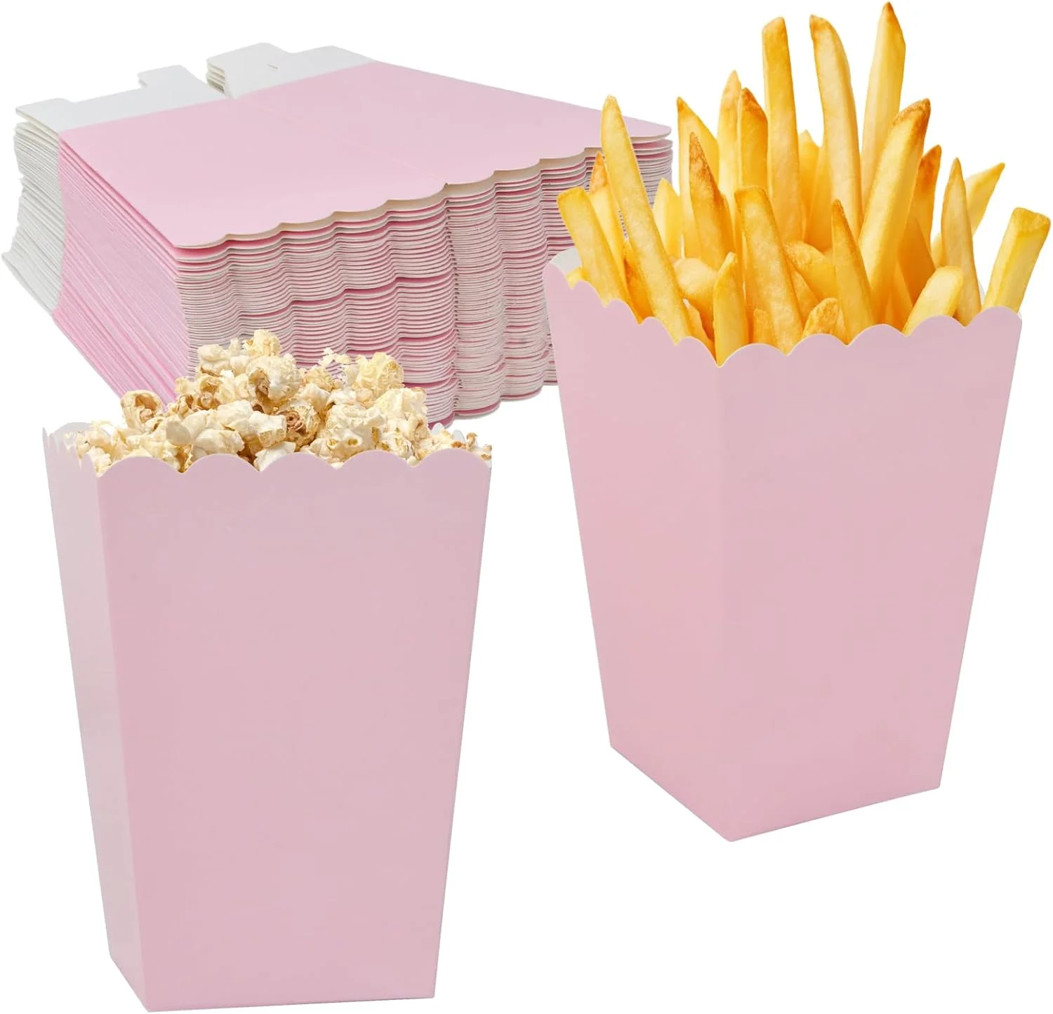 بسته 50 عددی جعبه پاپ کورن، جعبه های کوچک پاپ کورن صورتی، سطل پاپ کورن برای هدیه، تنقلات سینمایی، جعبه های مقوایی تنقلات برای شب های سینمایی، تولد، عروسی، مهمانی خانوادگی