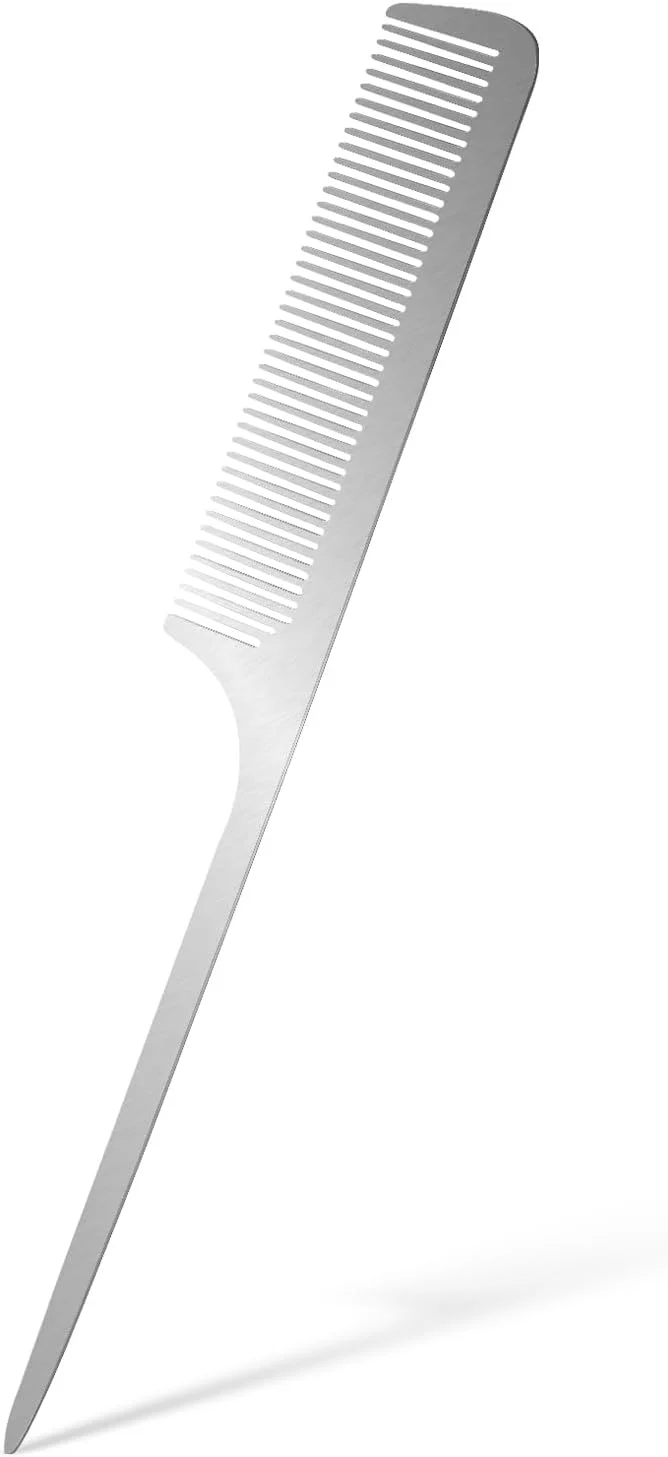 شانه مو مویزات لنز دم موشی فلزی، شانه های استیل ضد زنگ، شانه برش دقیق تخت، شانه پوش دهنده دم سوزنی، شانه آرایشگری دم موشی با نوک جداکننده، شانه دم موشی فلزی برای آرایشگران زنانه و مردانه