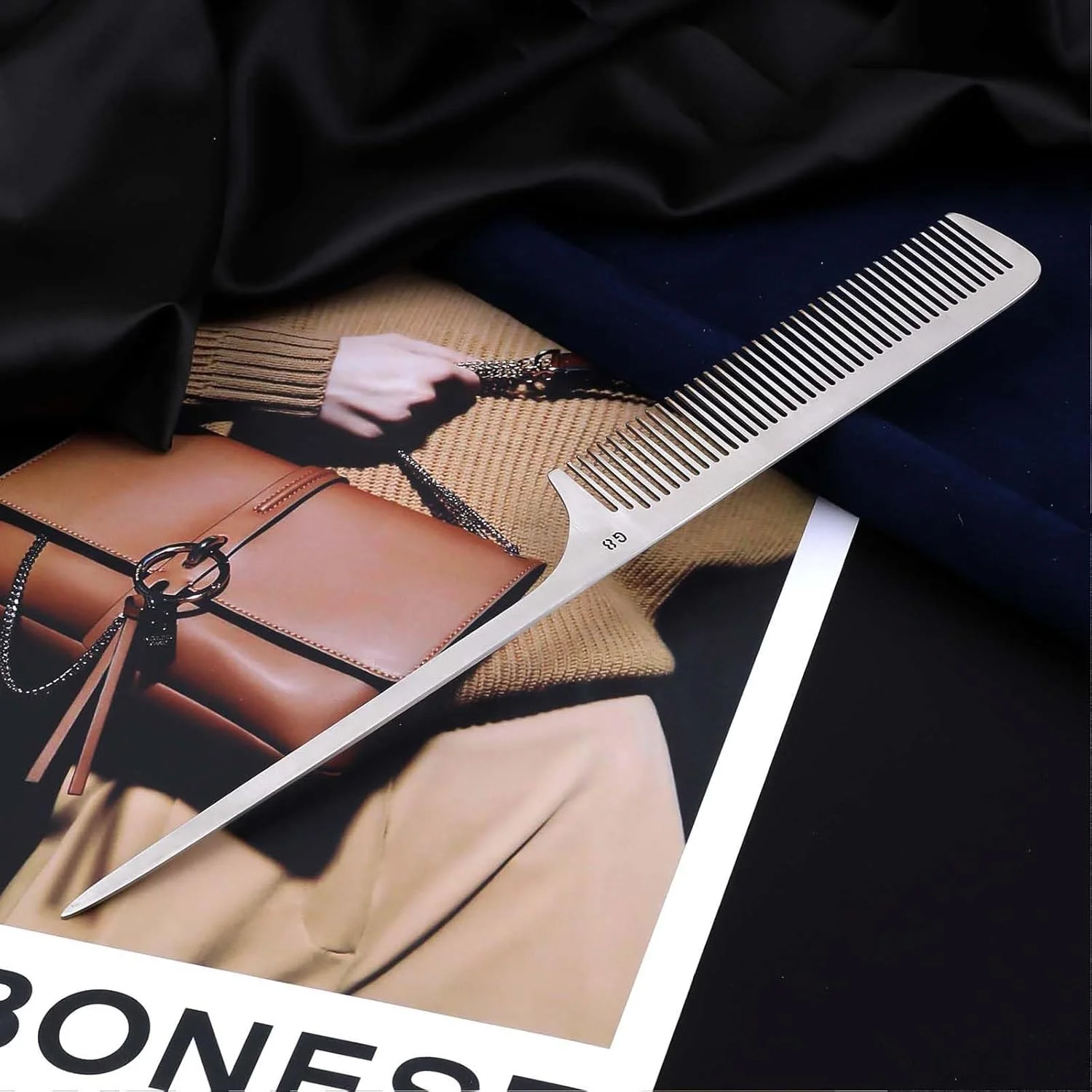 شانه مو مویزات لنز دم موشی فلزی، شانه های استیل ضد زنگ، شانه برش دقیق تخت، شانه پوش دهنده دم سوزنی، شانه آرایشگری دم موشی با نوک جداکننده، شانه دم موشی فلزی برای آرایشگران زنانه و مردانه