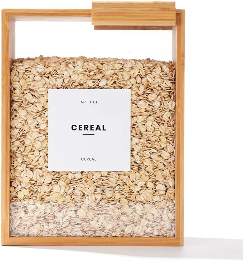 ظرف غذای 2 لیتری بامبو برای آشپزخانه، ظروف غذا و ظرف غلات برای سازماندهی انبار و ظرف نگهداری، غلات، برنج، آرد، راه حل نگهداری تنقلات