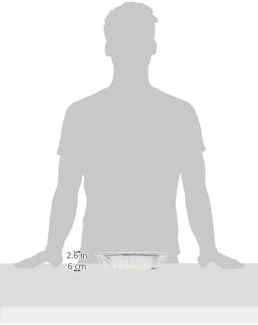 ظروف مستطیلی آلومینیومی یکبار مصرف 1850 میلی لیتری با درب، سینی های فویل آلومینیومی سنگین با درب مقوایی برای پخت و پز، کباب کردن، پخت - بسته 20 عددی.