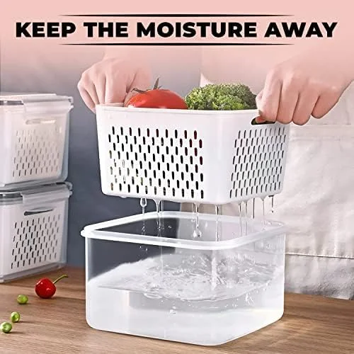 ظروف نگهداری مواد غذایی پلاستیکی DESEAR - بدون BPA، ضد نشت، قابل استفاده در مایکروویو و فریزر - ست جعبه مستطیلی 5 تکه برای ناهار، میوه ها و سبزیجات