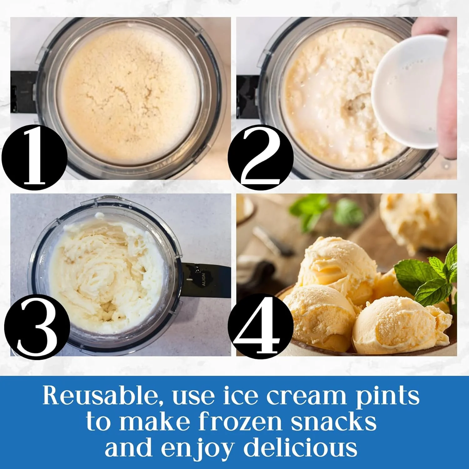 Creami Pints and Lids for Ninja - 4 Pack 24 oz Deluxe 11-in-1 Creamy Icecream Containers Cups Jars Tubs Canisters Set, Smoothie Pot Compatible with NC501 NC500 Series Creamer Ice Cream Maker Machine