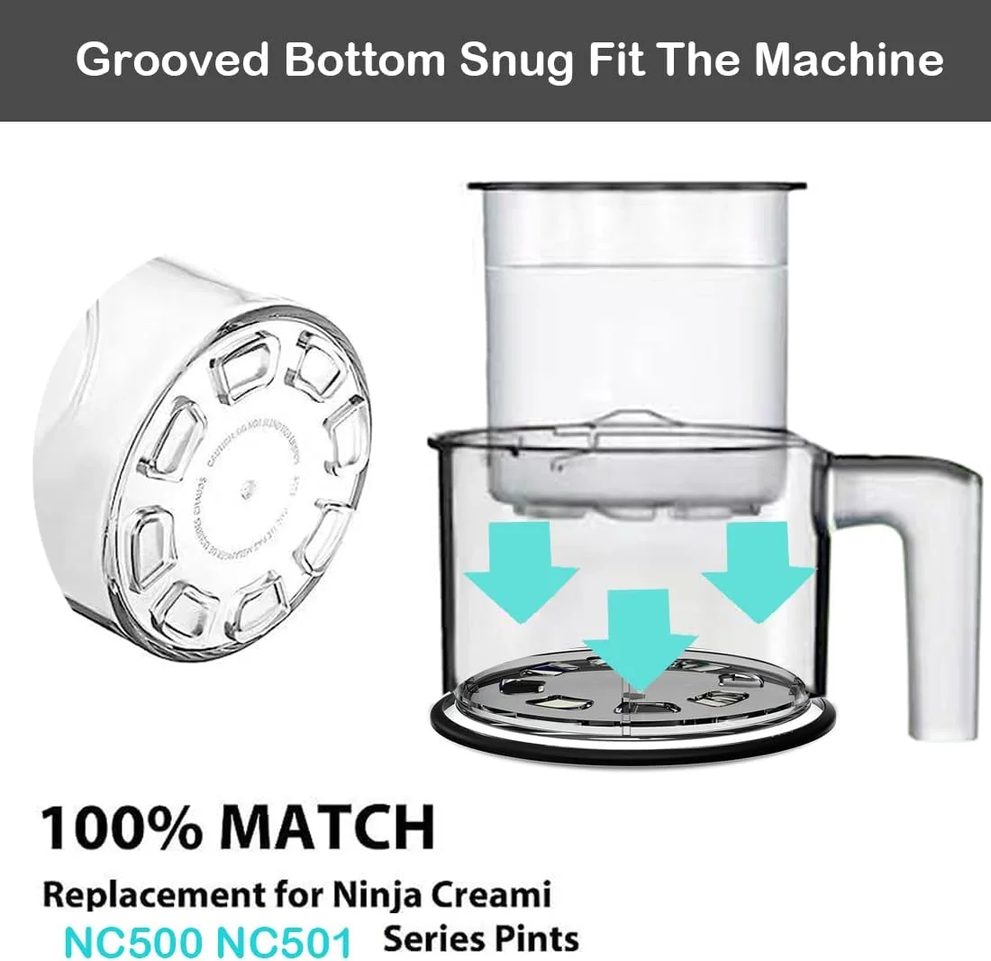 ظروف بستنی Deelink، پیمانه و درب جایگزین، بسته 4 عددی، سازگار با Ninja Creami NC501، قابل استفاده مجدد، فاقد BPA، قابل شستشو در ماشین ظرفشویی، ضد هوا و ضد نشت ظروف بستنی Deelink، پیمانه و درب جایگزین، بسته 4 عددی، سازگار با Ninja Creami NC501، قابل استفاده مجدد، فاقد BPA، قابل شستشو در ماشین ظرفشویی، ضد هوا و ضد نشت