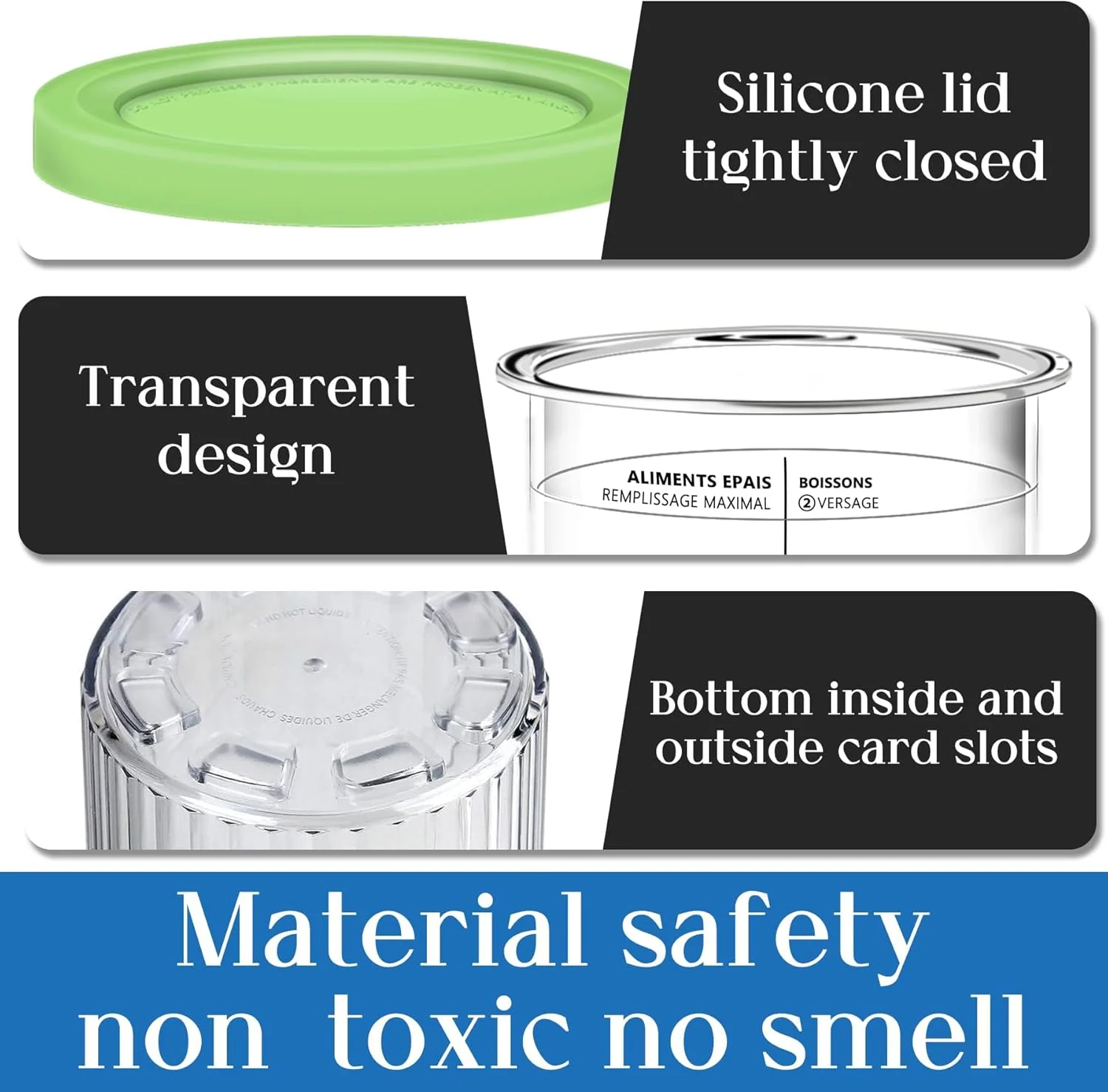 Creami Pints and Lids for Ninja - 4 Pack 24 oz Deluxe 11-in-1 Creamy Icecream Containers Cups Jars Tubs Canisters Set, Smoothie Pot Compatible with NC501 NC500 Series Creamer Ice Cream Maker Machine