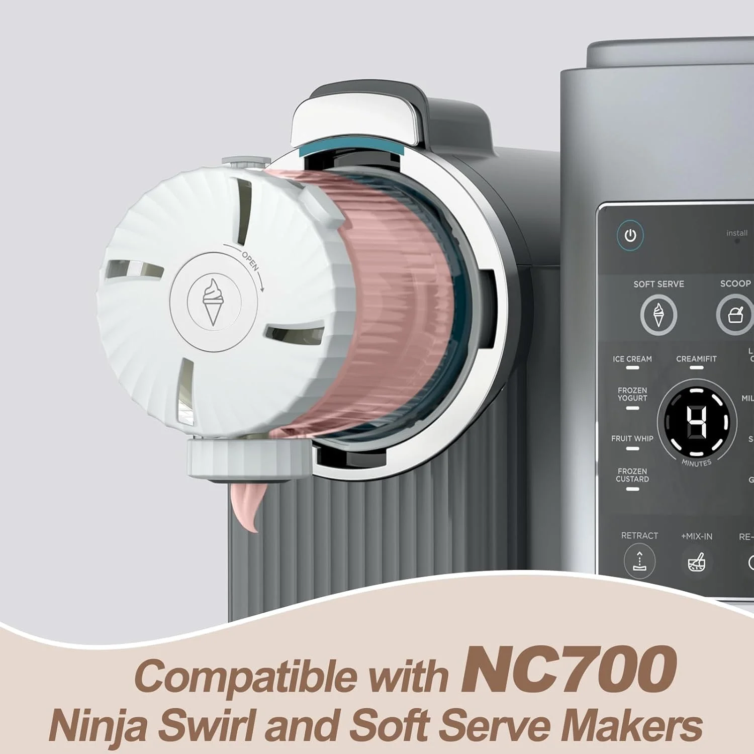 مجموعه 4 عددی پیمانه و درب پیچشی برای Ninja Creami، سازگار با سری NC700 Ninja، مناسب برای بستنی ساز CREAMi، ظروف جایگزین 473 میلی لیتری با درب، قابل شستشو در ماشین ظرفشویی و درب های رنگی