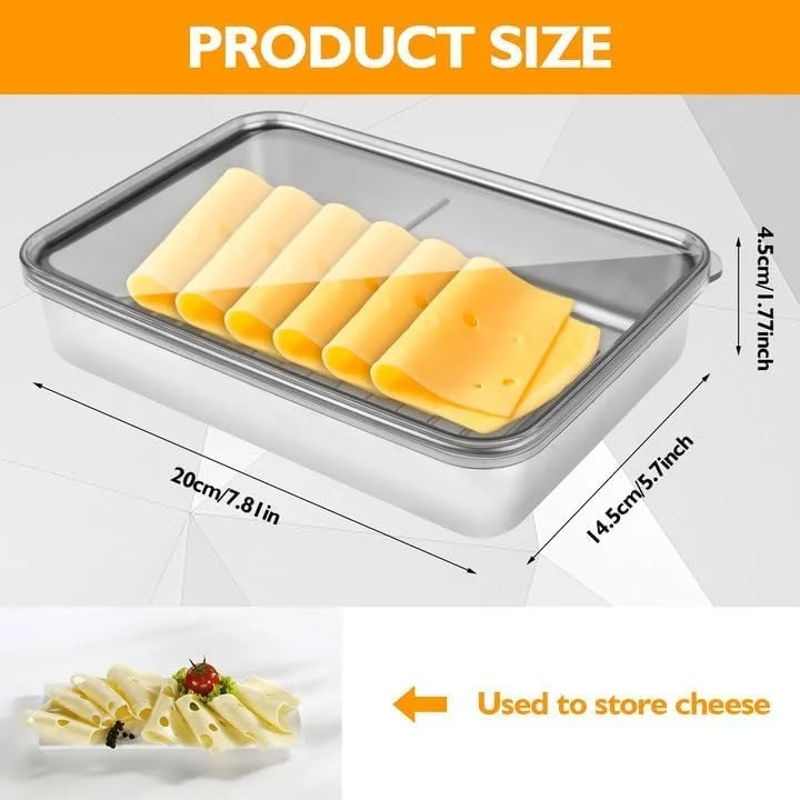 ظرف استیل نگهداری بیکن craftshou، مناسب یخچال، 1 لیتری، 2 عددی، ظرف نگهداری گوشت و کالباس با درب محکم، ظرف نگهداری مواد غذایی در یخچال، فریزر، مناسب برای نگهداری کوکی