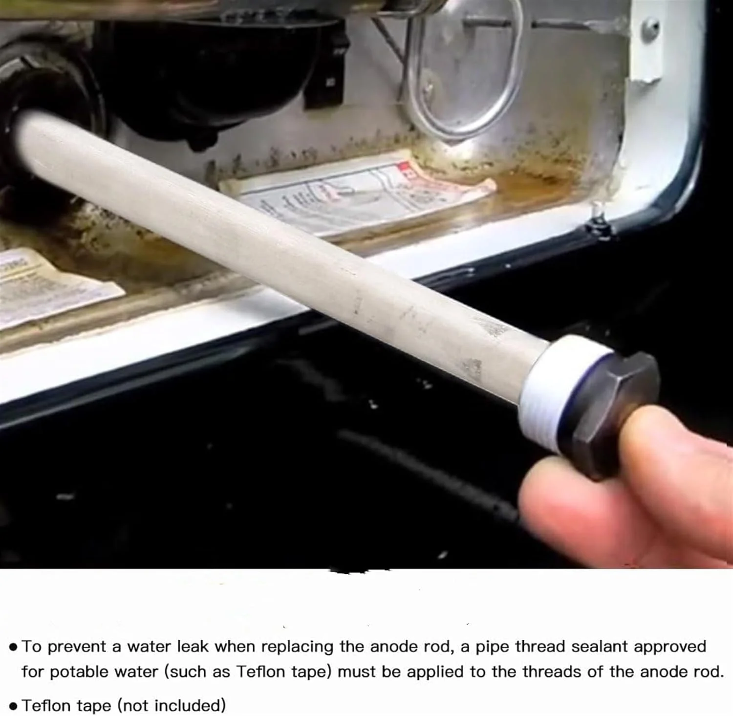 THE WHITE SHOP 2 عدد درپوش تخت مشکی 3/4NPT*18X235/410g، میله های آند آبگرمکن، میله آند برای آبگرمکن های RV، قطعه جایگزین Suburban 232767-3/4"NPT رزوه 26CM طول-منیزیم