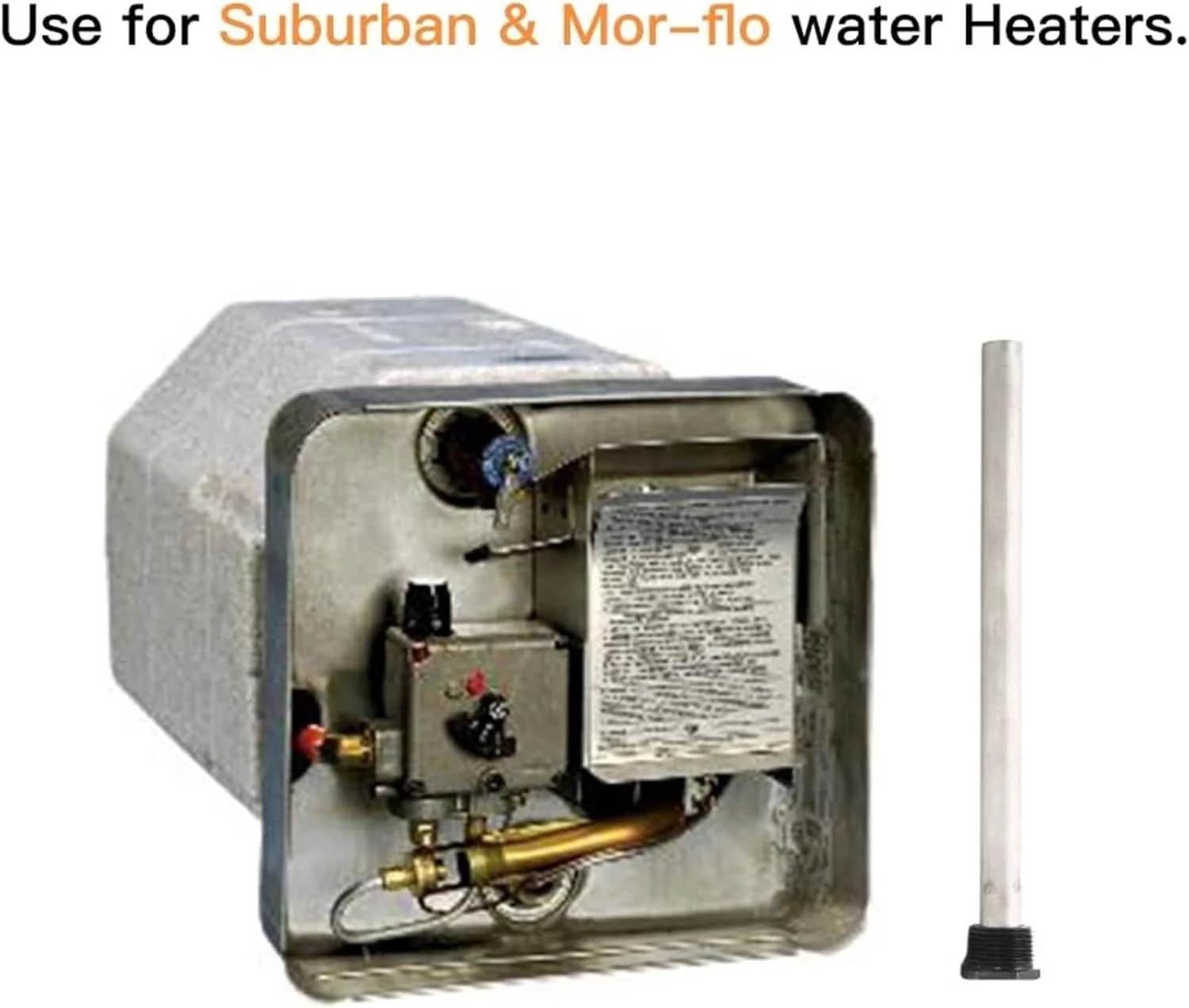 THE WHITE SHOP 2 عدد درپوش تخت مشکی 3/4NPT*18X235/410g، میله های آند آبگرمکن، میله آند برای آبگرمکن های RV، قطعه جایگزین Suburban 232767-3/4"NPT رزوه 26CM طول-منیزیم