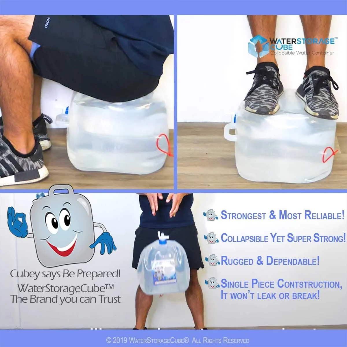 ظرف تاشو نگهداری آب WaterStorageCube بدون BPA با شیر، قمقمه حمل آب مناسب کمپینگ با گرید غذایی برای فضای باز، پیاده روی، مواقع اضطراری طوفان، کانتینر آب تاشو قابل حمل (20 لیتر)